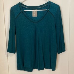 Anthropologie Dolan Teal shirt, unique details, S petite